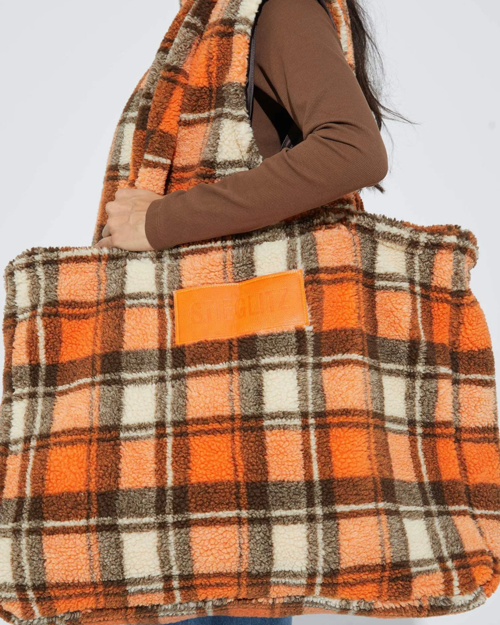 check_teddy_bag__orange_1.webp STIEGLITZ Check Teddy Bag | Orange Hot