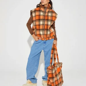 STIEGLITZ Check Teddy Bag | Orange Hot