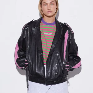 STIEGLITZ Leather Lola Biker Jacket | Black Discount