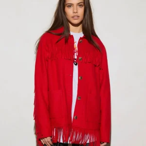 STIEGLITZ Wool Fringe Jacket | Red Online